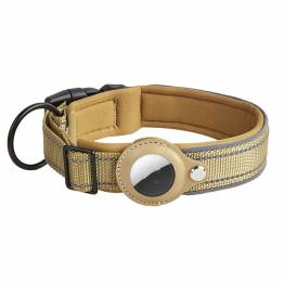 Halsbånd med AirTag holder og refleks til hund - Beige - 48-55 cm - XL