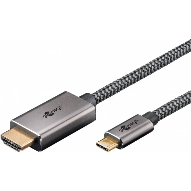 Vævet USB-C til HDMI kabel fra Goobay - 4K@60Hz - 1m