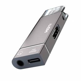 USB-C til HDMI 4K adapter med 100W PD USB-C og mini jack til Mac og iPhone