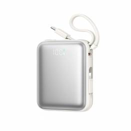 Joyroom mini powerbank med USB-C og Lightningkabel - 10.000mAh - 22.5W PD - Hvid
