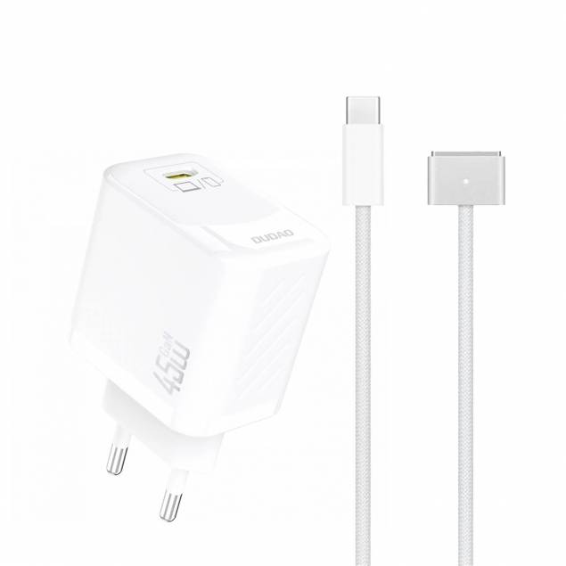 Dudao 45W GaN USB-C oplader med USB-C til Magsafe 3 PD kabel - 2m - Hvid Dudao 45W GaN USB-C oplader med USB-C til Magsafe 3 PD kabel - 2m - Hvid