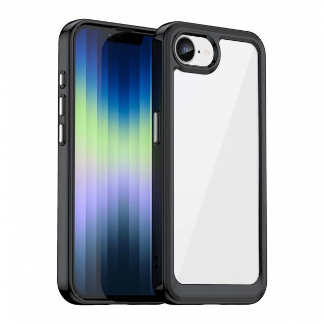 iPhone 16e cover - Gennemsigtigt med sort ramme