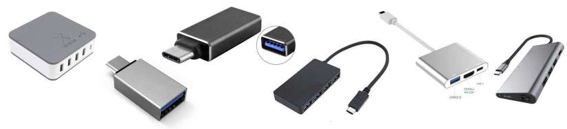 USB-C (thunderbolt 3) til USB adaptere og kabler